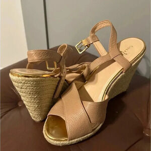 Cole Haan Women's Hart Sandal Size 8 Espadrille Wedge Heel Strappy Tan  Size 9.5